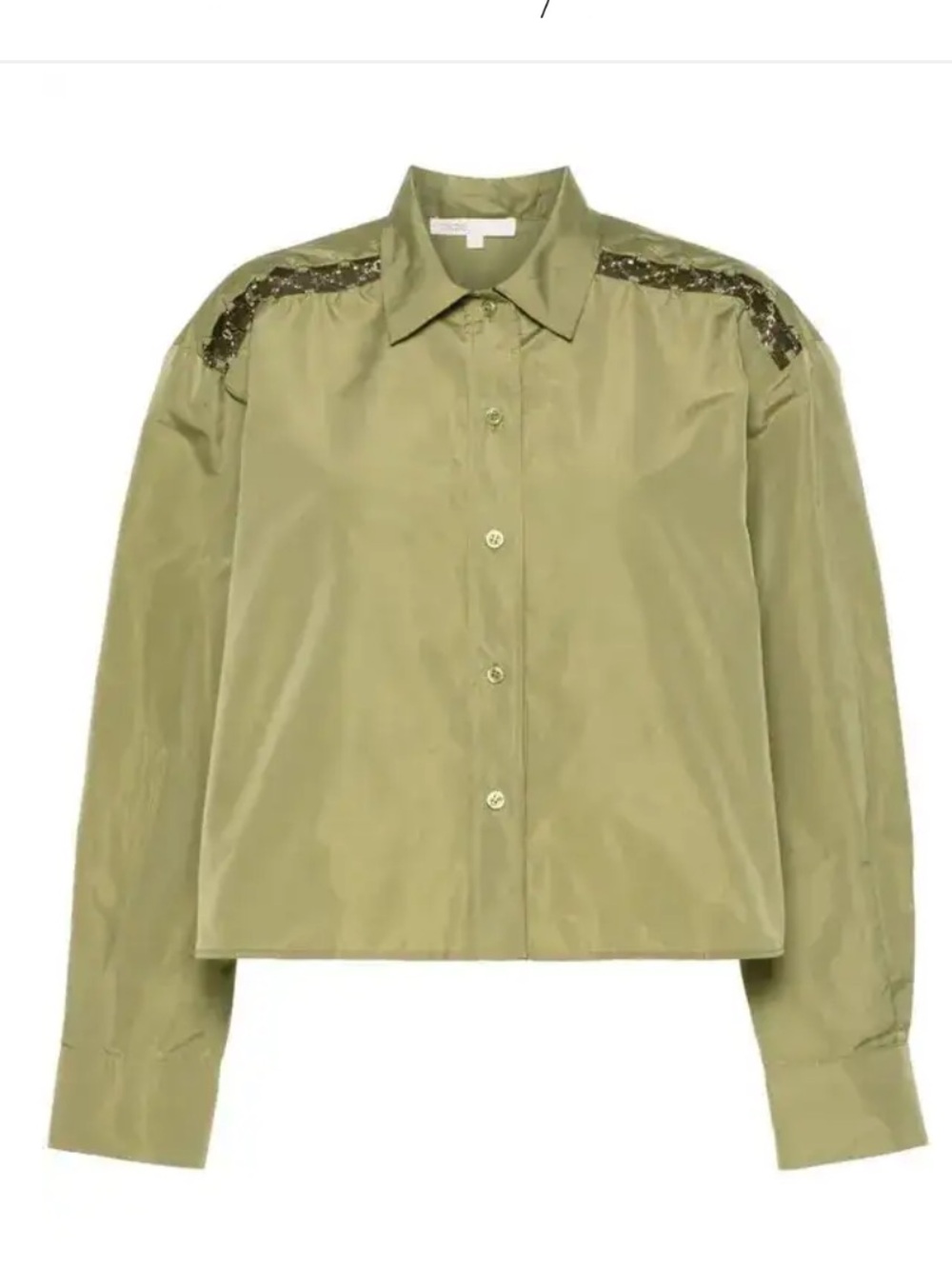 Maje Openwork Olive Green Button-Down Shirt Size 1